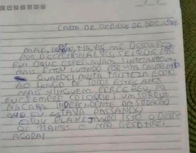 Carta - adolescente ataque Vila Sônia