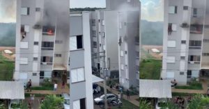 avós pulam 4 andar incêndio