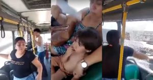 mãe quebra o vidro do ônibus